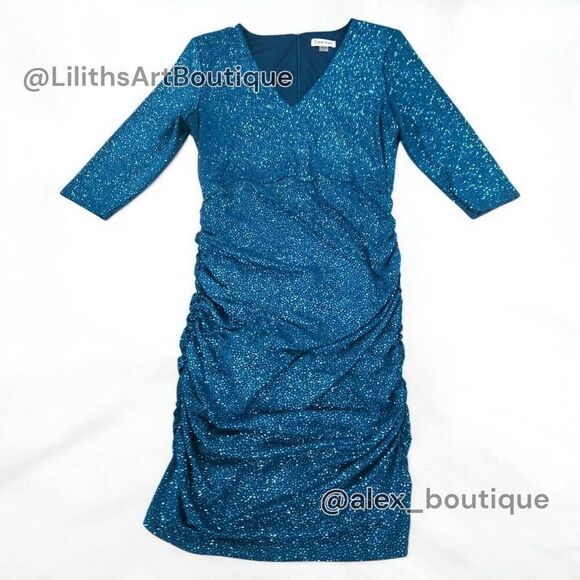 Calvin Klein Runched Glitter Bodycon Midi Dress(C037)-Size 10 for Women - Picture 7 of 12